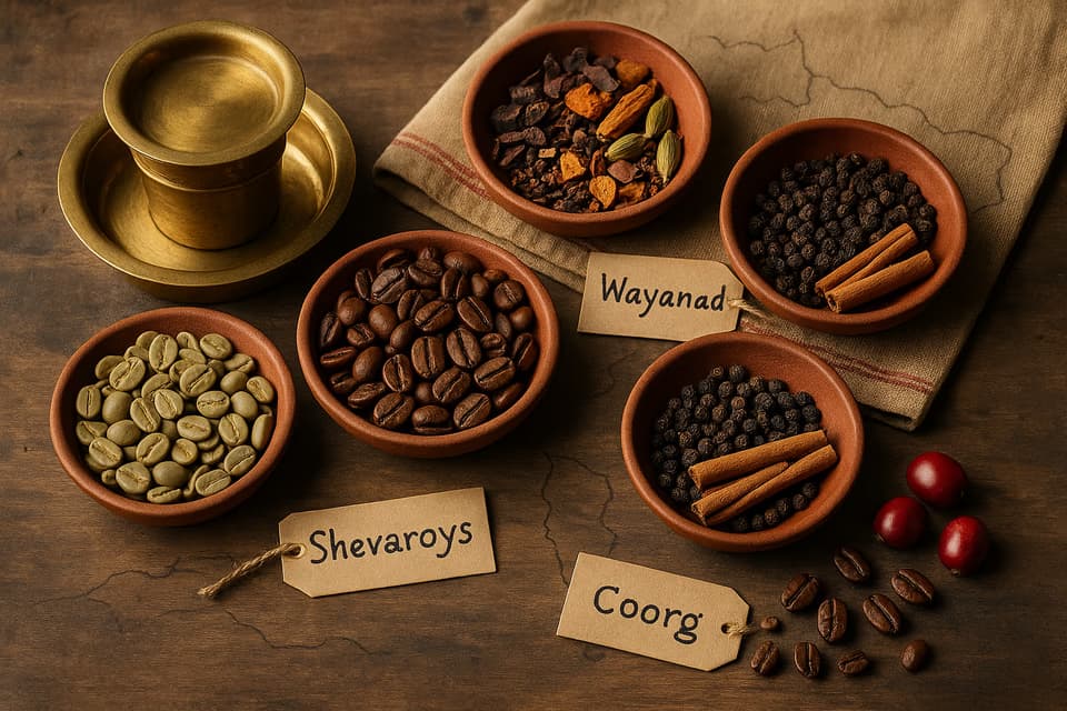 Map of the coffee-growing regions of India