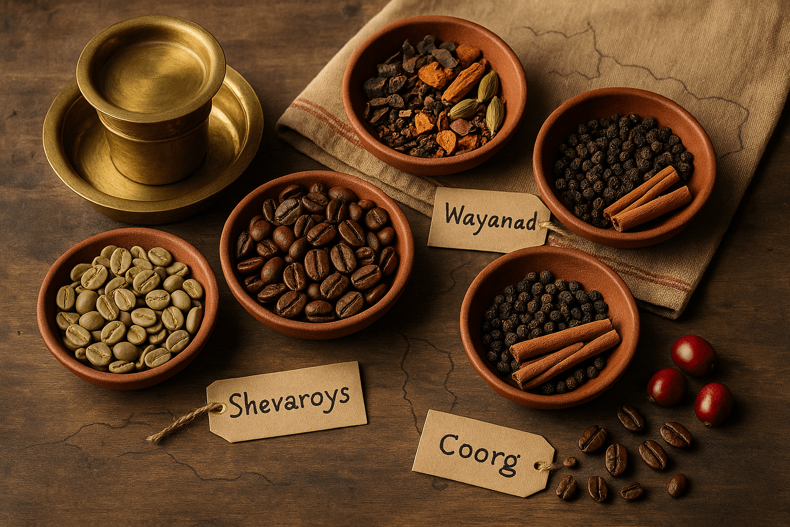 Map of Indian coffee regions